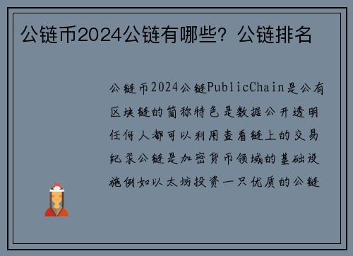 公链币2024公链有哪些？公链排名